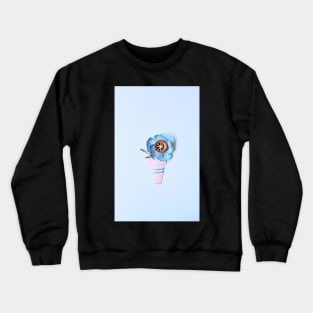 Printed Paper Quilling Art. blue flower art.botanical flower art Crewneck Sweatshirt